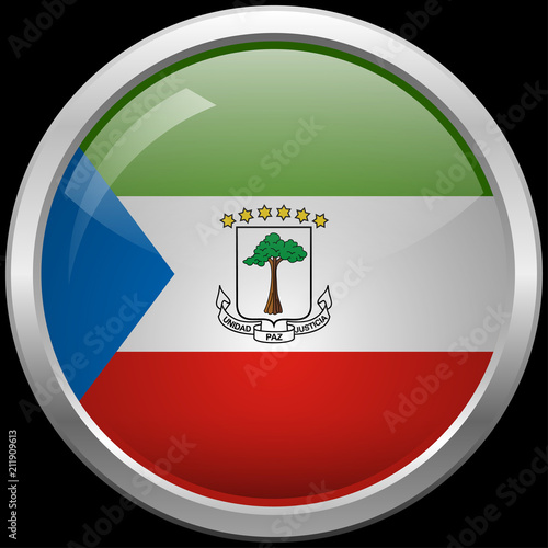 Equatorial Guinea flag glass button vector illustration
