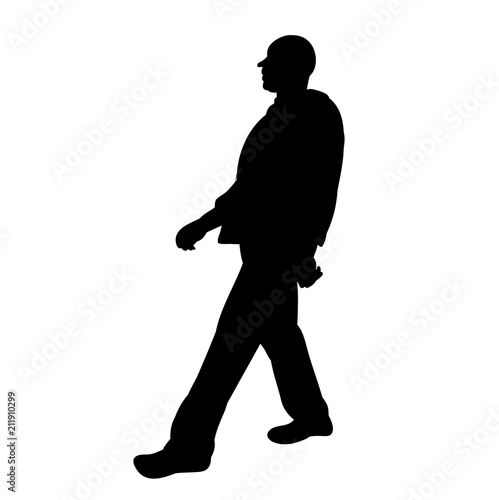  silhouette man is walking on a white background