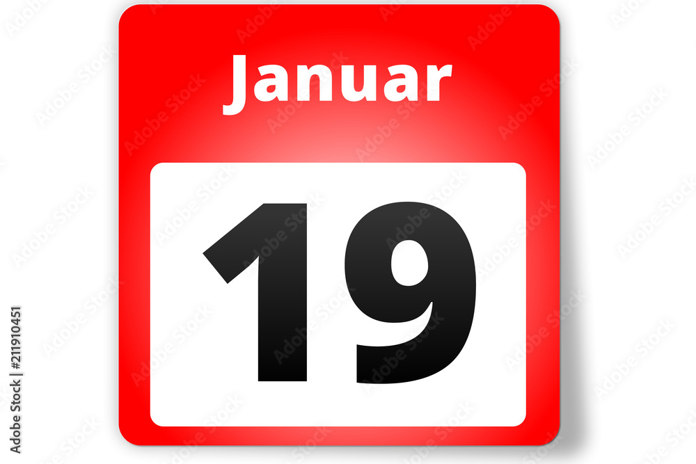 19 Januar Datum Kalender auf weißem Hintergrund 19 Januar Datum Kalender auf weißem Hintergrund