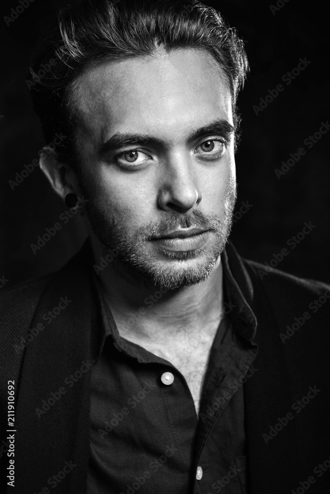 Closeup portrait of caucasian man in studio Closeup portrait of caucasian man in studio