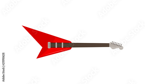 Red electric guitar, rock music instrument vector Illustration on a white background