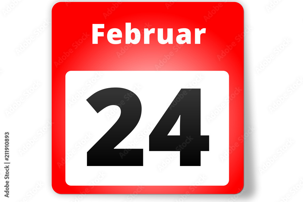 24 Februar Datum Kalender auf weißem Hintergrund 24 Februar Datum Kalender auf weißem Hintergrund