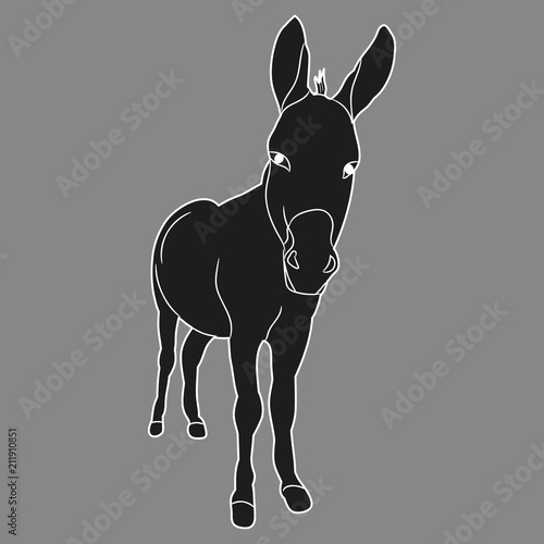 silhouette of a donkey on a gray background