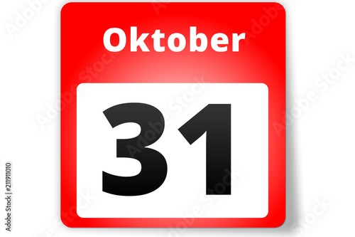31 Oktober Datum Kalender auf weißem Hintergrund
