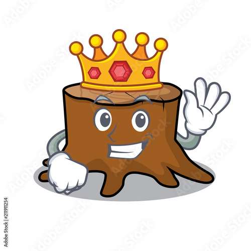 King tree stump mascot cartoon