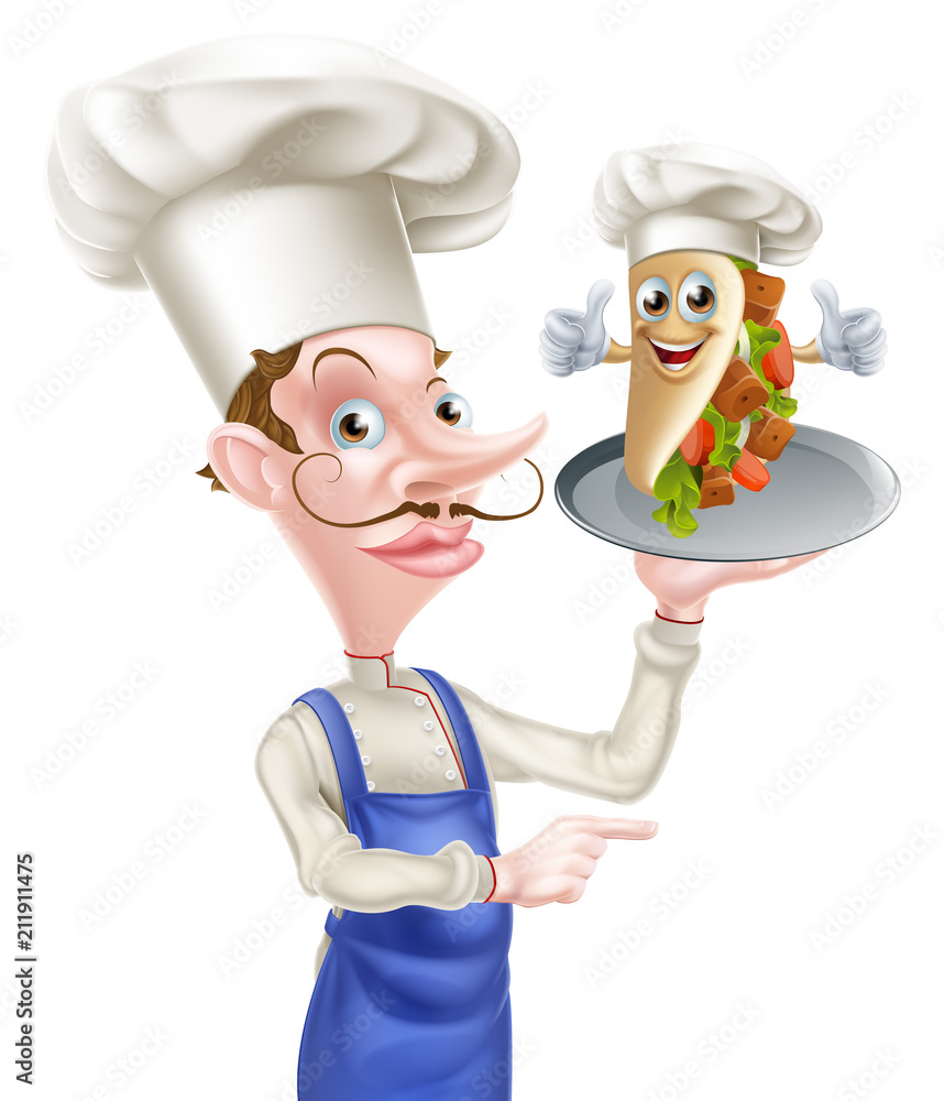 Cartoon Chef and Kebab