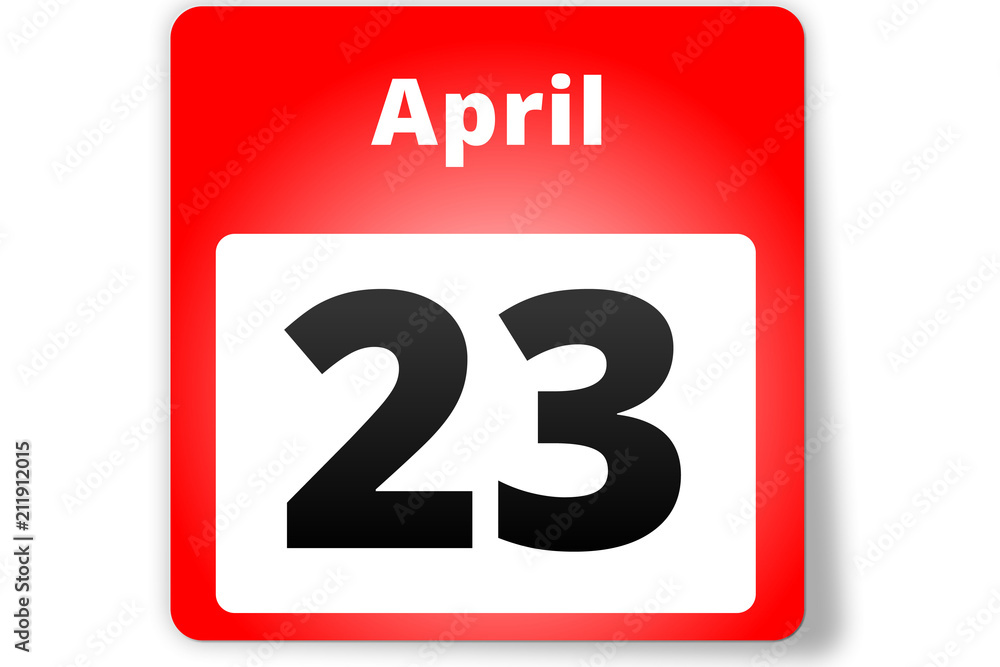 23 April Datum Kalender auf weißem Hintergrund 23 April Datum Kalender auf weißem Hintergrund