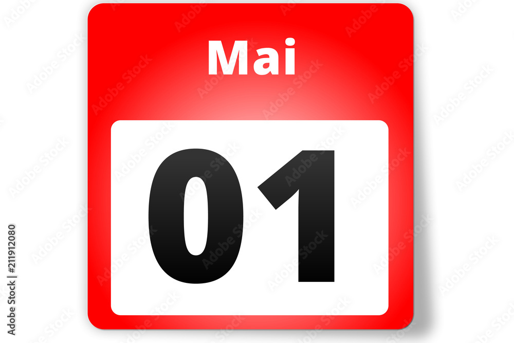 01 Mai Datum Kalender auf weißem Hintergrund 01 Mai Datum Kalender auf weißem Hintergrund