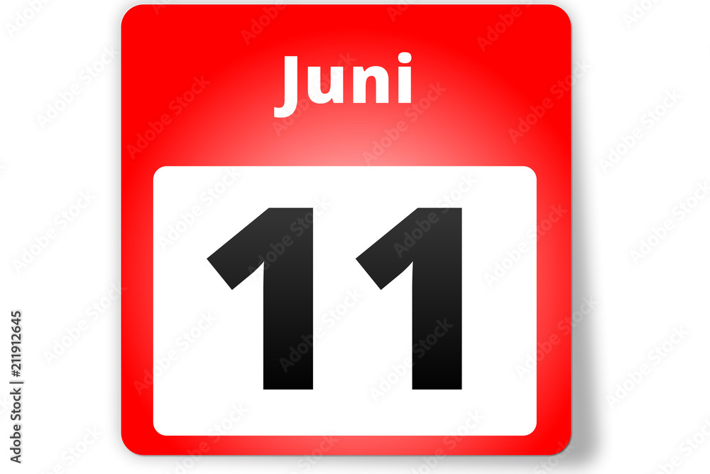11 Juni Datum Kalender auf weißem Hintergrund 11 Juni Datum Kalender auf weißem Hintergrund