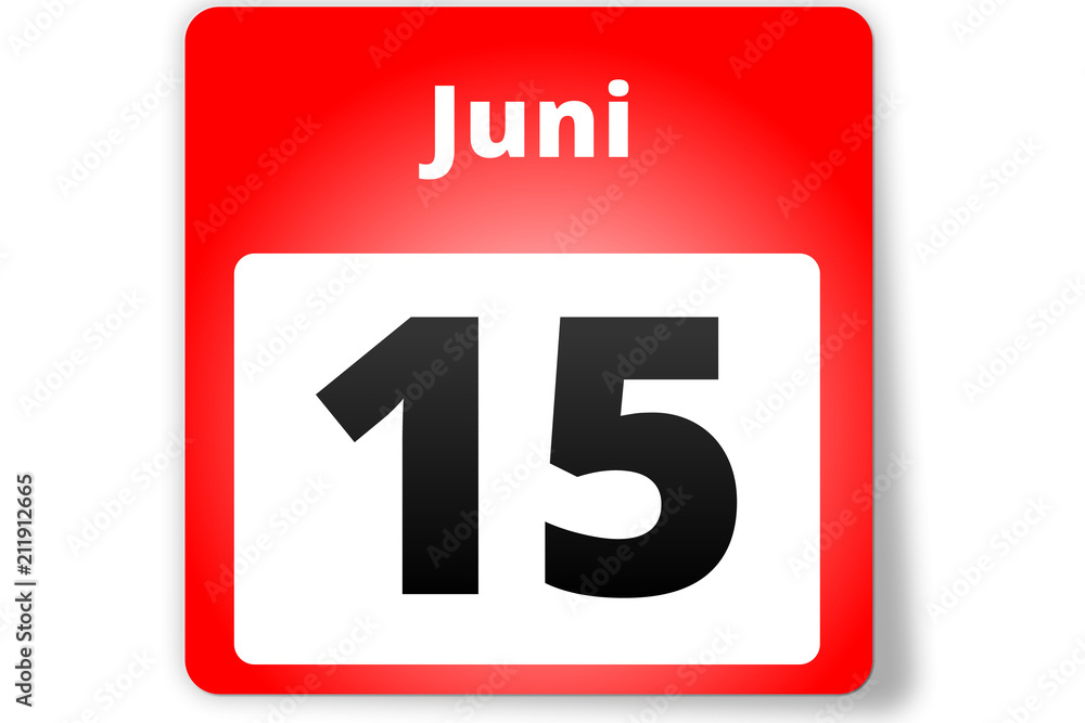 15 Juni Datum Kalender auf weißem Hintergrund 15 Juni Datum Kalender auf weißem Hintergrund