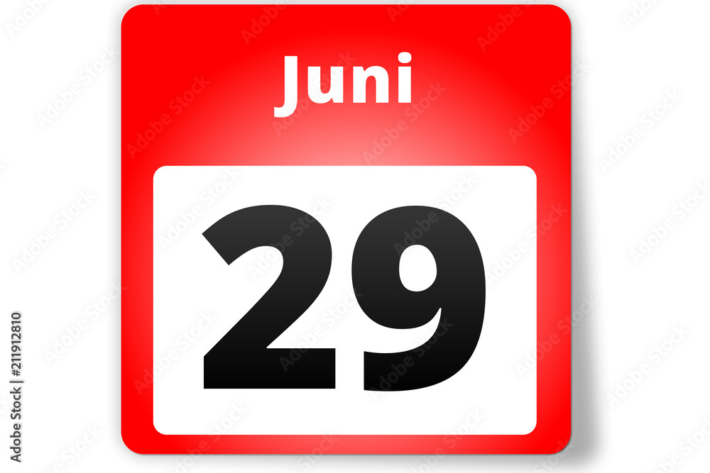 29 Juni Datum Kalender auf weißem Hintergrund 29 Juni Datum Kalender auf weißem Hintergrund
