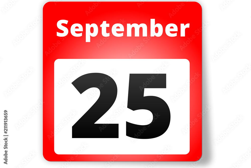 25 September Datum Kalender auf weißem Hintergrund 25 September Datum Kalender auf weißem Hintergrund