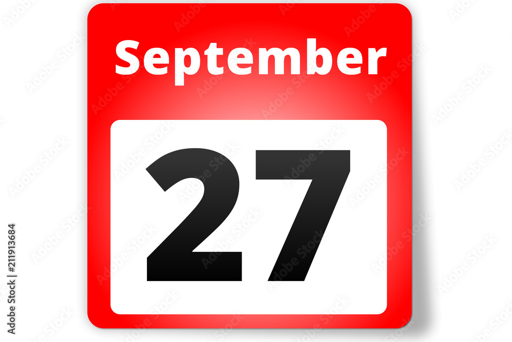 27 September Datum Kalender auf weißem Hintergrund 27 September Datum Kalender auf weißem Hintergrund