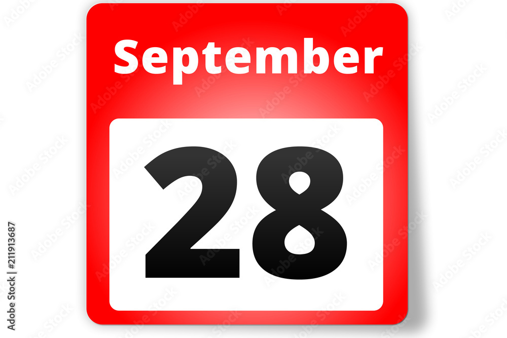 28 September Datum Kalender auf weißem Hintergrund 28 September Datum Kalender auf weißem Hintergrund