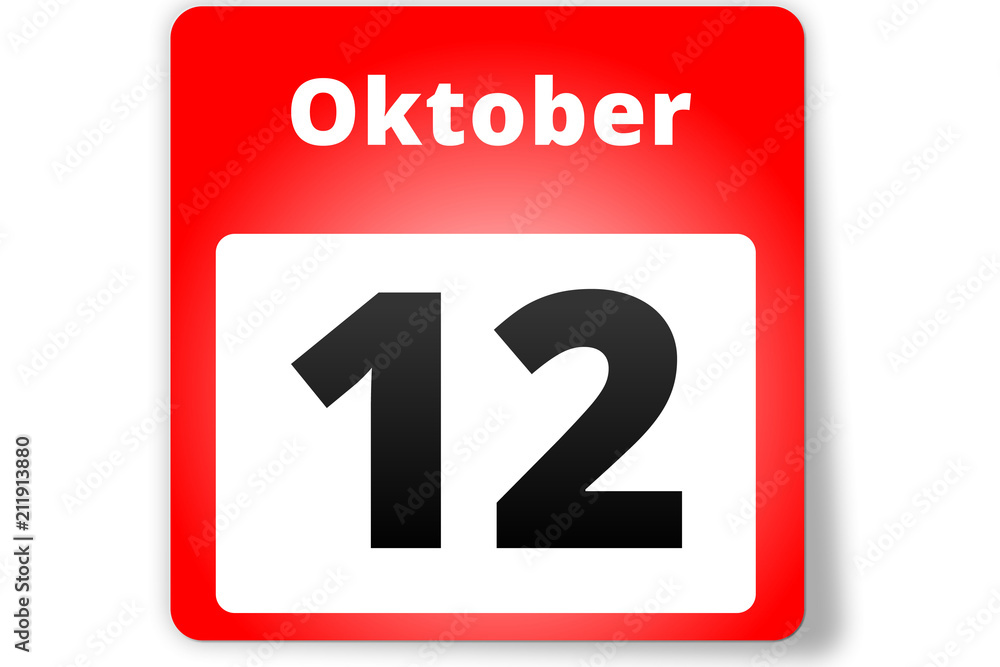 12 Oktober Datum Kalender auf weißem Hintergrund 12 Oktober Datum Kalender auf weißem Hintergrund