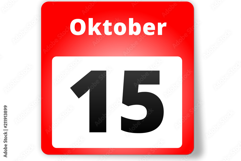 15 Oktober Datum Kalender auf weißem Hintergrund 15 Oktober Datum Kalender auf weißem Hintergrund