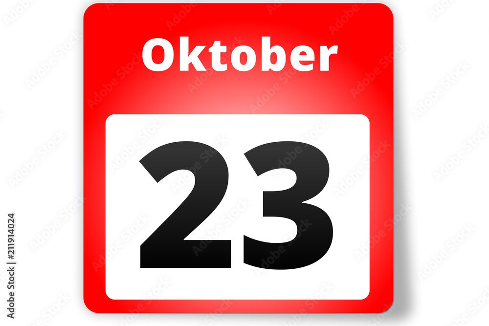 23 Oktober Datum Kalender auf weißem Hintergrund 23 Oktober Datum Kalender auf weißem Hintergrund