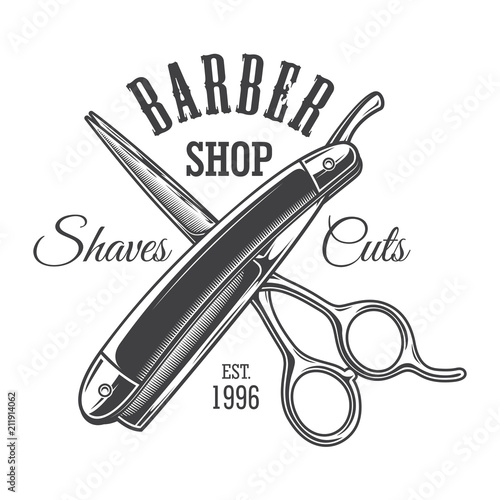 Vintage monochrome barbershop logo