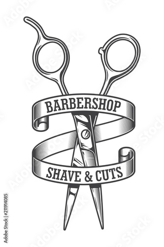 Vintage monochrome hairdresser salon logotype