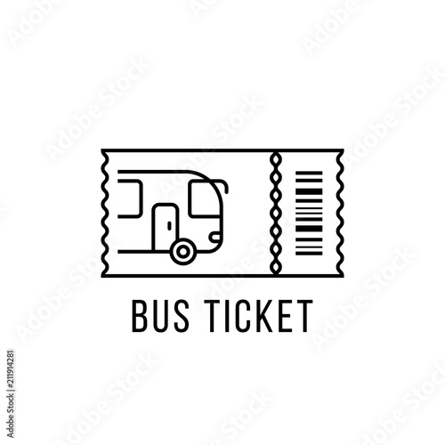 simple black thin line bus ticket logo
