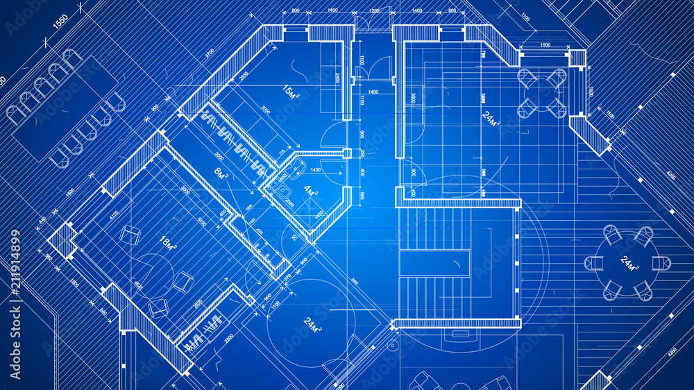 Architecture design blueprint plan vector illustration of a plan