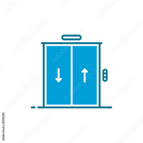 blue simple hotel or hostel elevator icon