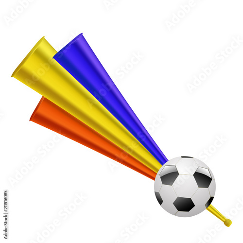 Colored Trumpets for Football Fun. Musical Vuvuzela