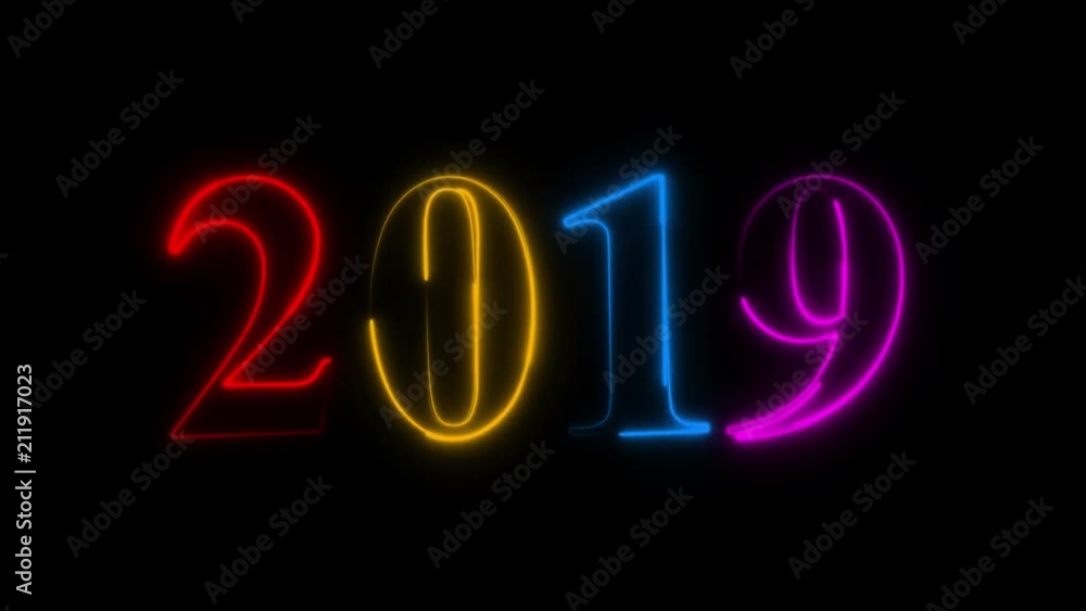 2019 happy new year colored shaking outline looping in 4k 2019 happy new year colored shaking outline looping in 4k