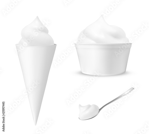 Ice cream in a cup with a spoon