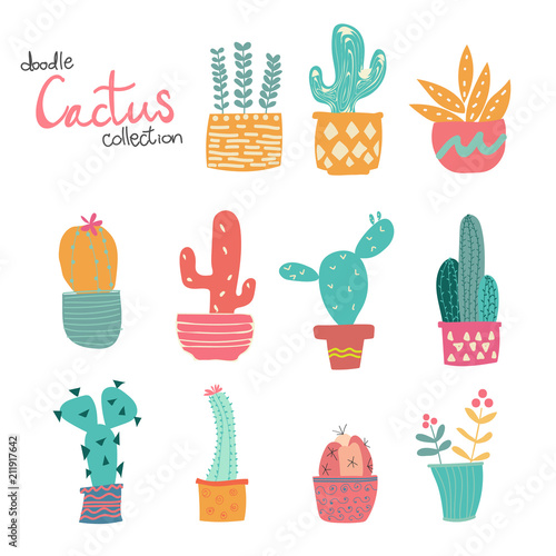 cute doodle cactus collection