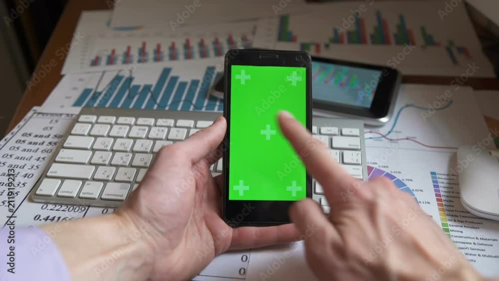 man using a phone with green screen man using a phone with green screen