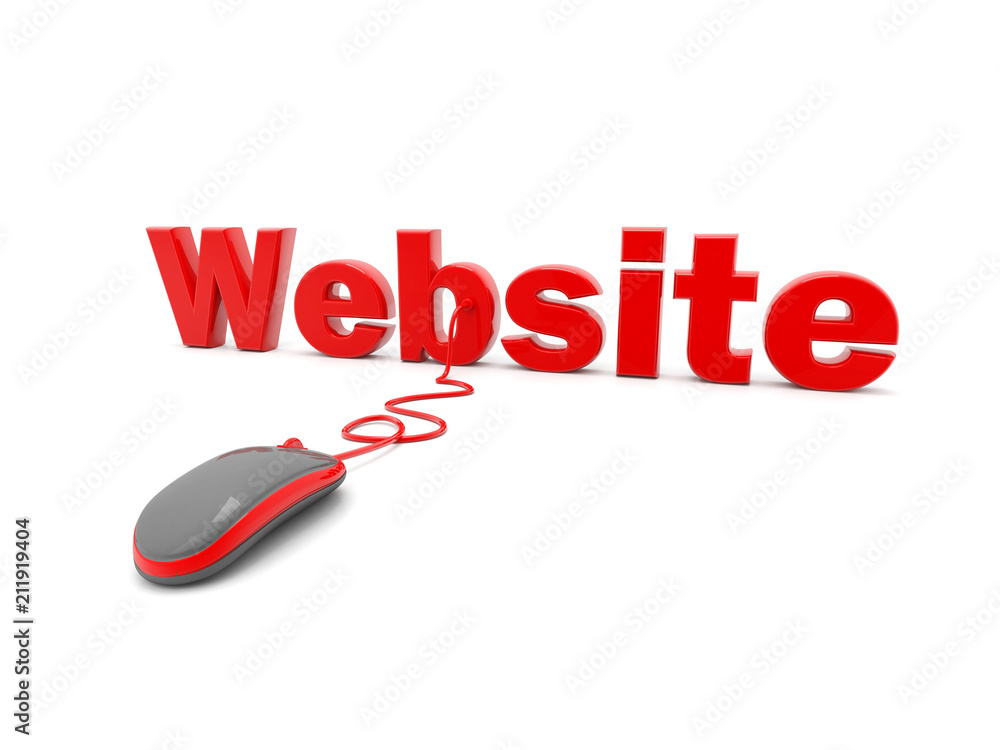 3d illustration of computer mouse connected to text website, Internet Concept background 3d illustration of computer mouse connected to text website, Internet Concept background