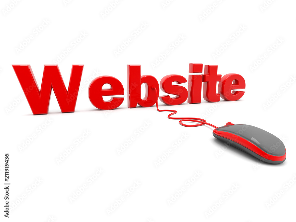 3d illustration of computer mouse connected to text website, Internet Concept background 3d illustration of computer mouse connected to text website, Internet Concept background
