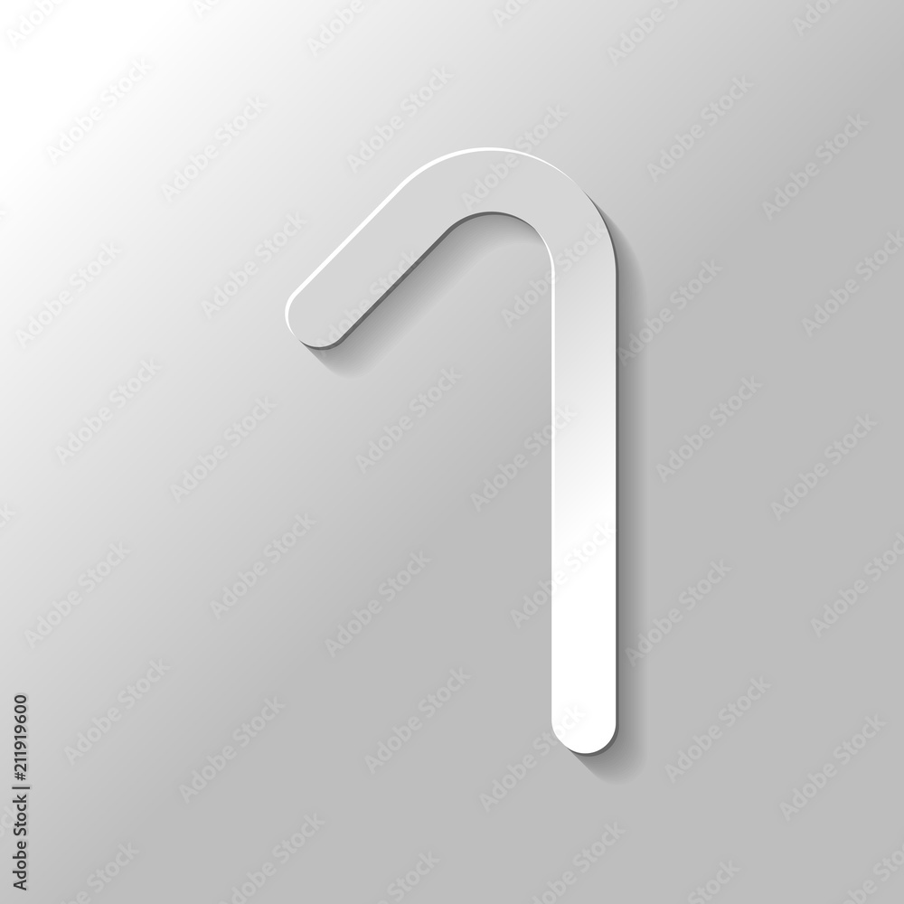 Number one, numeral, simple letter. Paper style with shadow on g Number one, numeral, simple letter. Paper style with shadow on g
