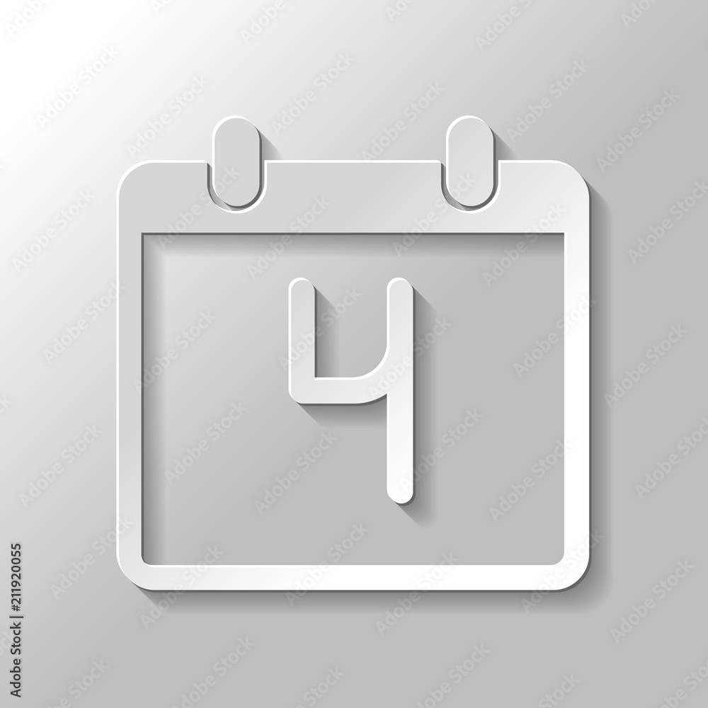 calendar with 4 day, simple icon. Paper style with shadow on gra calendar with 4 day, simple icon. Paper style with shadow on gra