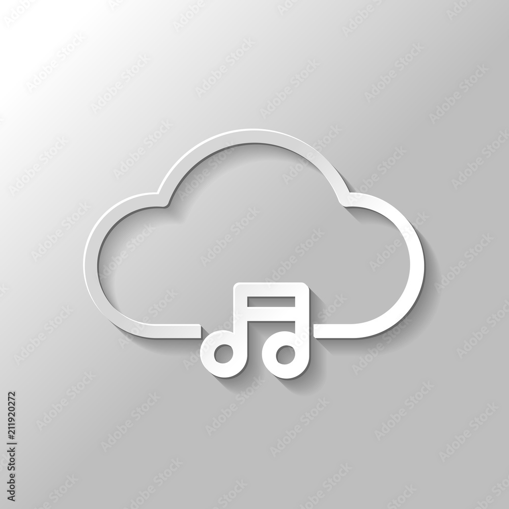 Cloud music library, striming. Simple linear icon with thin outl Cloud music library, striming. Simple linear icon with thin outl