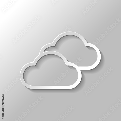 Mostly cloudy icon. Simple linear icon with thin outline. Paper