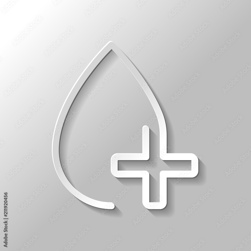 drop of blood and medical cross. linear symbol with thin outline drop of blood and medical cross. linear symbol with thin outline