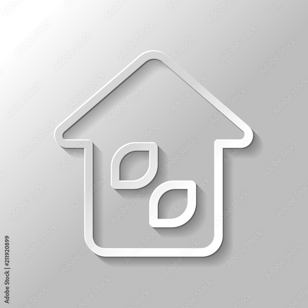Simple house icon. Linear icon with thin outline. Paper style wi Simple house icon. Linear icon with thin outline. Paper style wi