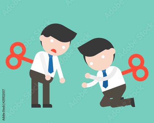 Wind up Cute Businessman or manager ready to use character, flat design
