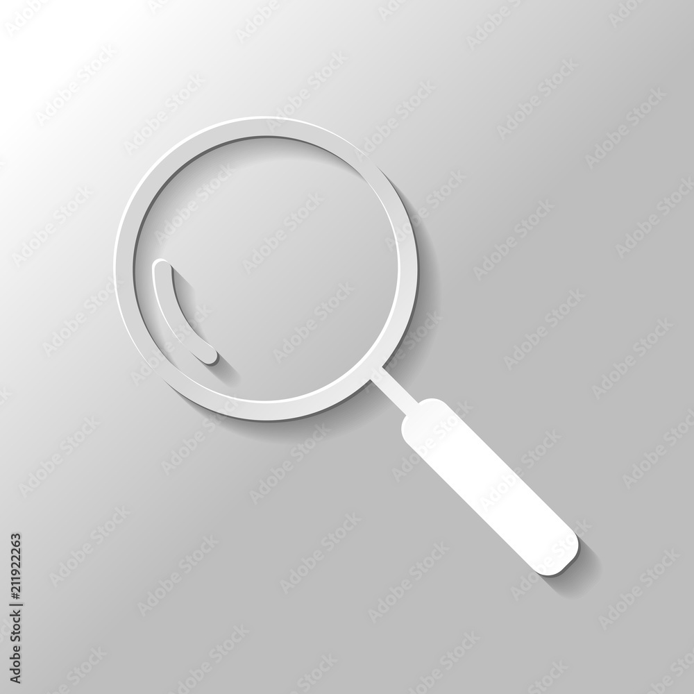 Loupe, search or magnifying. Linear icon, thin outline. Paper st Loupe, search or magnifying. Linear icon, thin outline. Paper st