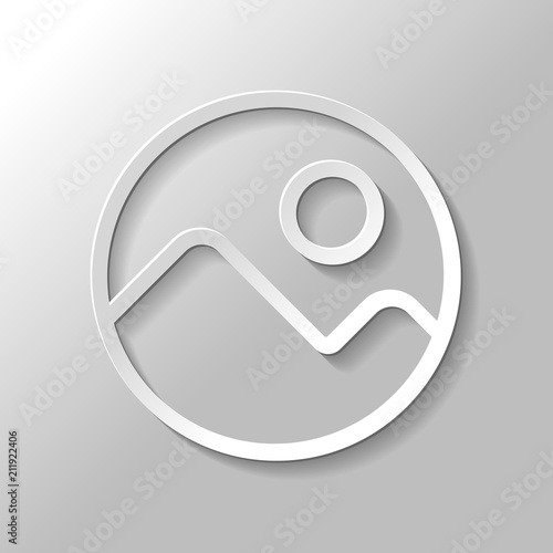 Simple picture icon. Linear symbol, thin outline. Paper style wi