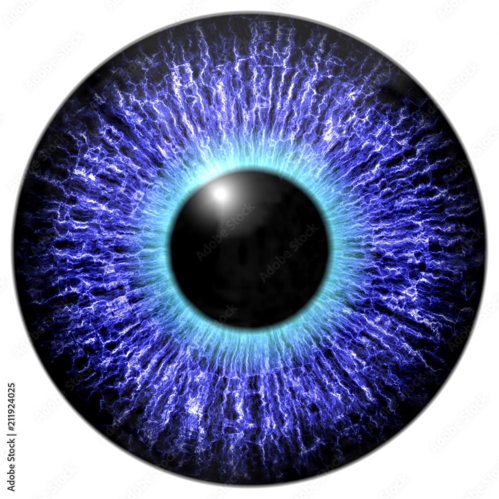 Blue eye 3d, texture with black fringe and white background Blue eye 3d, texture with black fringe and white background