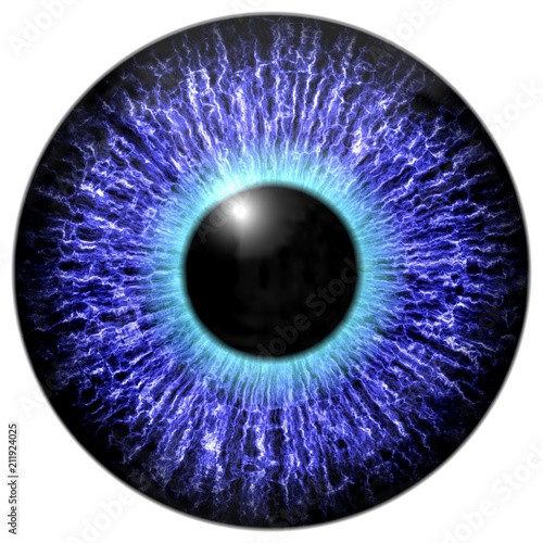 Blue eye 3d  texture with black fringe and white background