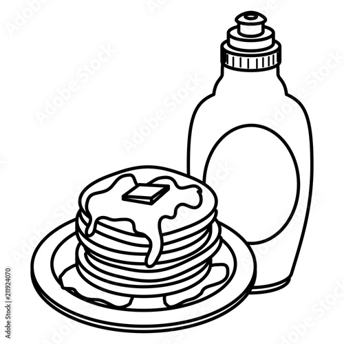 pancakes with syrup maple vector illustration design