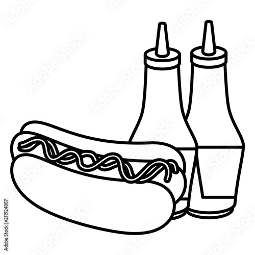 hot dog with sauces vector illustration design