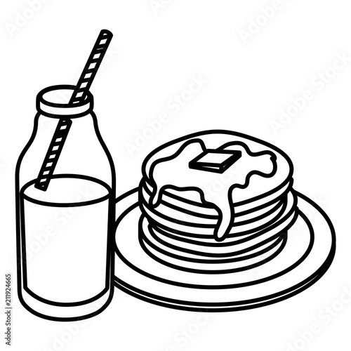 pancakes with syrup maple vector illustration design
