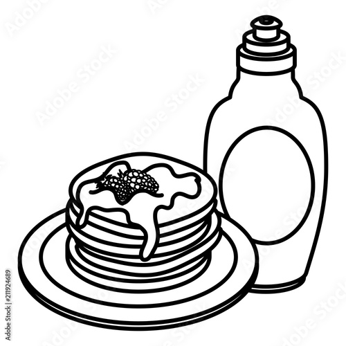 pancakes with syrup maple vector illustration design