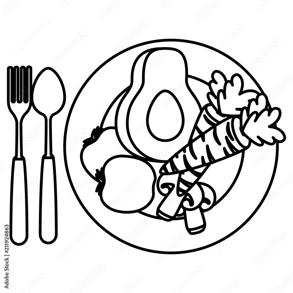 Fototapeta premium dish with vegetables healthy food vector illustration design