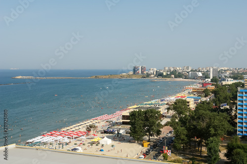 Panoramic view of the coast of the Black Sea resort of Mamaia.